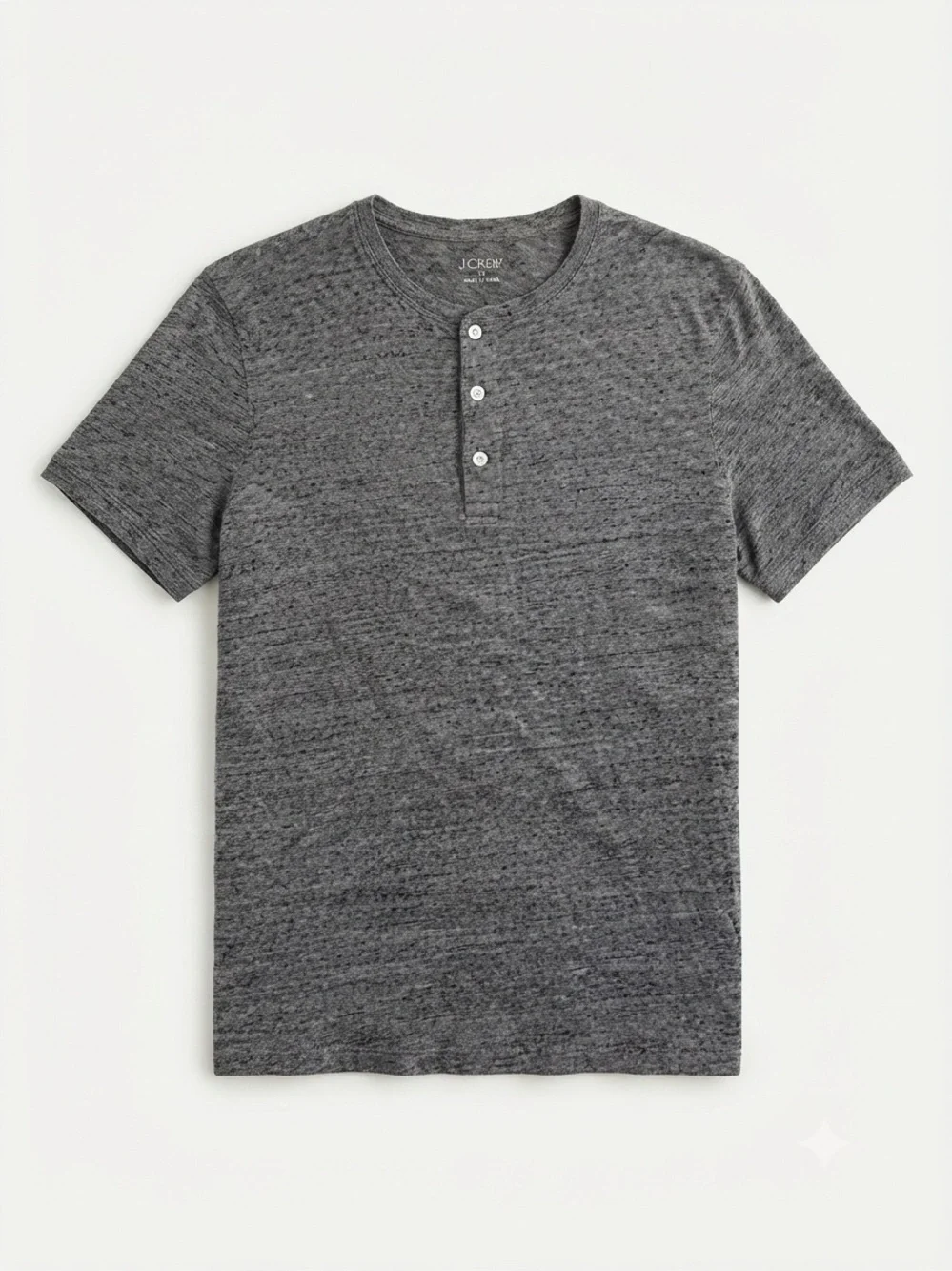 J.Crew Gray Slub Cotton Henley Shirt Men Size M Short Sleeve Casual Basic Tee